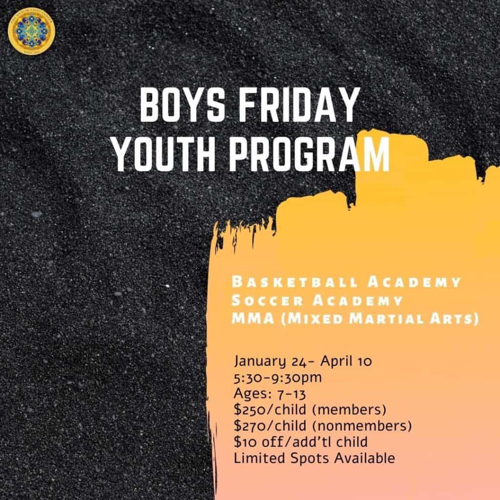 Boys Friday Youth Program information poster.